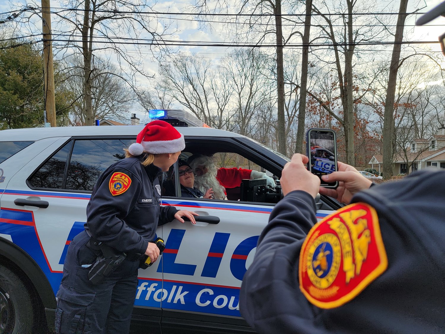 Jacob Slager was all smiles on Thursday, Dec. 16, when his wish was granted by the Suffolk County Police Department to take him to school in a cruiser.